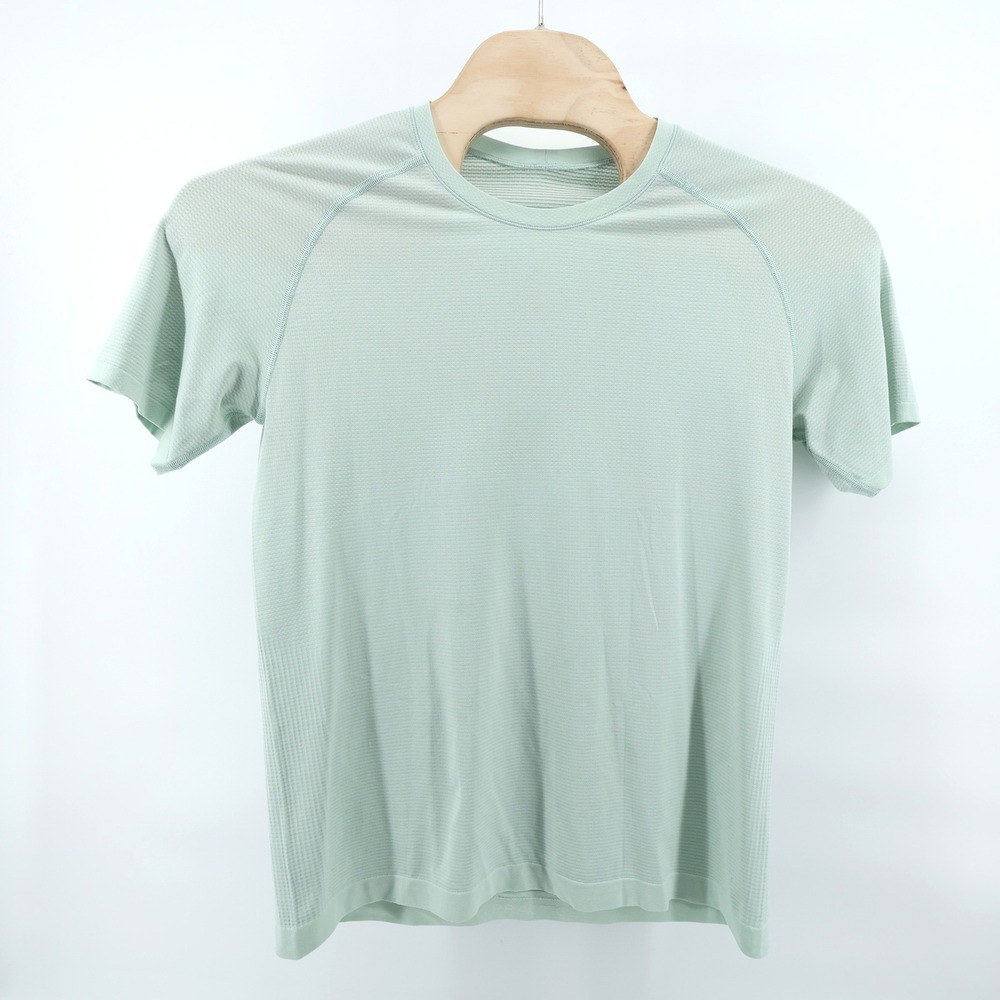 Lululemon Shirt Mens Large Green Short Sleeve Metal Vent Tech Workout Gym Logo - Picture 2 of 7